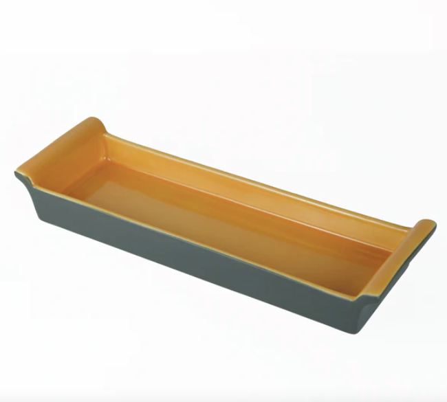 Faria & Bento Rectangular Plate - Orange x Grey, 30x10cm
