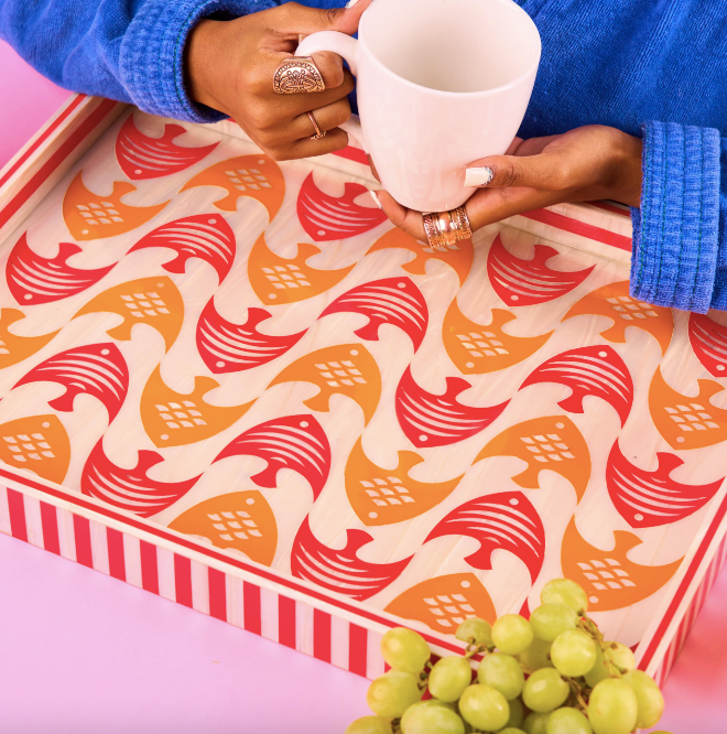 Summer Coral Rectangle Tray