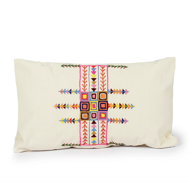 Embroidered Cotton Cushion Geometric
