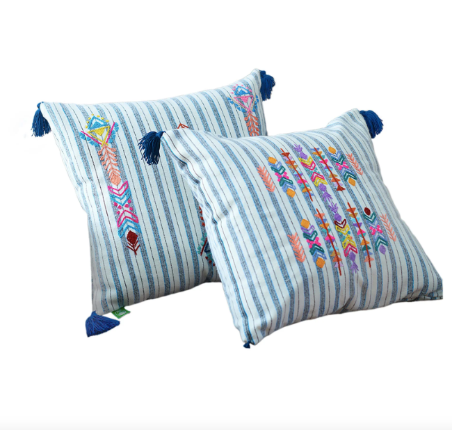 Embroidered Castor Cushion Geometric