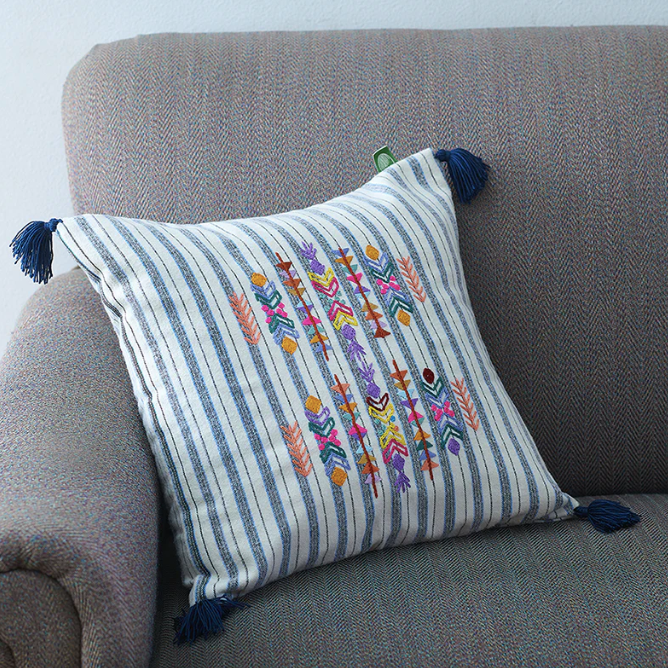 Embroidered Castor Cushion Geometric