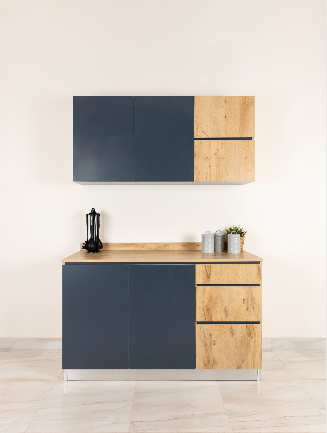 Blue Kitchen Units (Upper + Lower Unit)