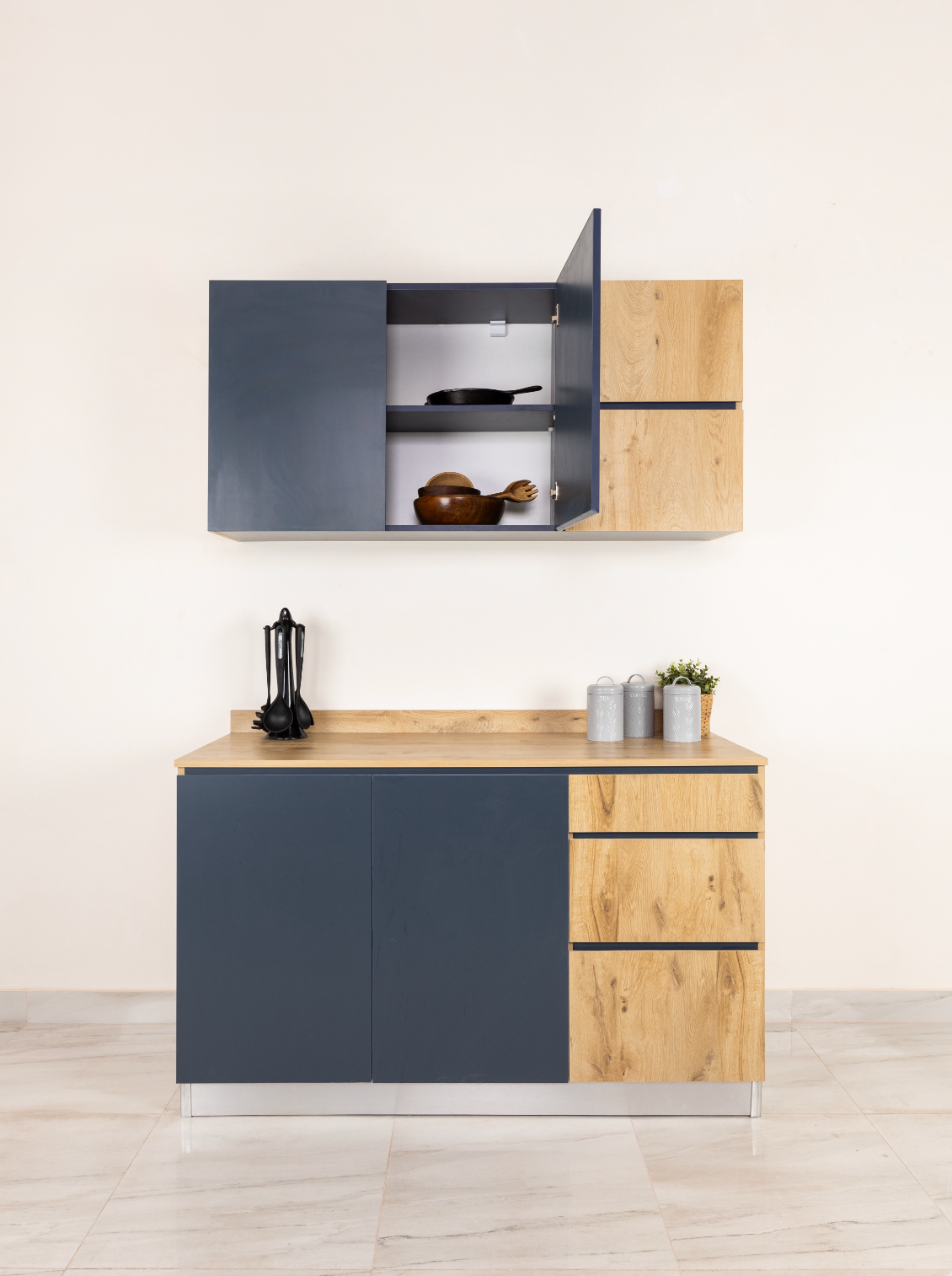 Blue Kitchen Units (Upper + Lower Unit)