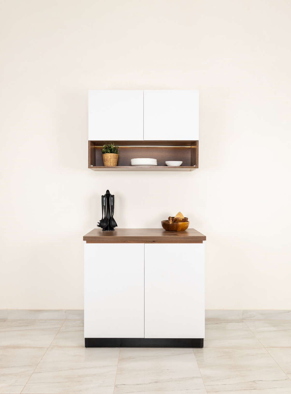 White Kitchen Unit (Upper + Lower Units)