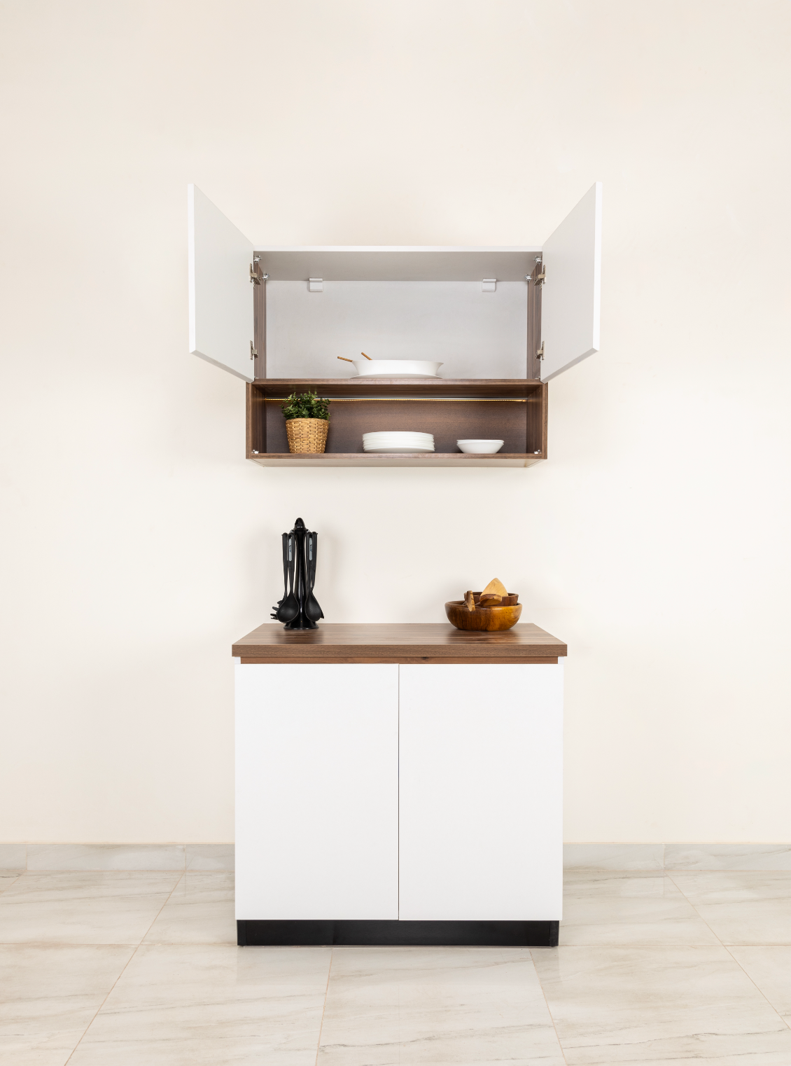 White Kitchen Unit (Upper + Lower Units)