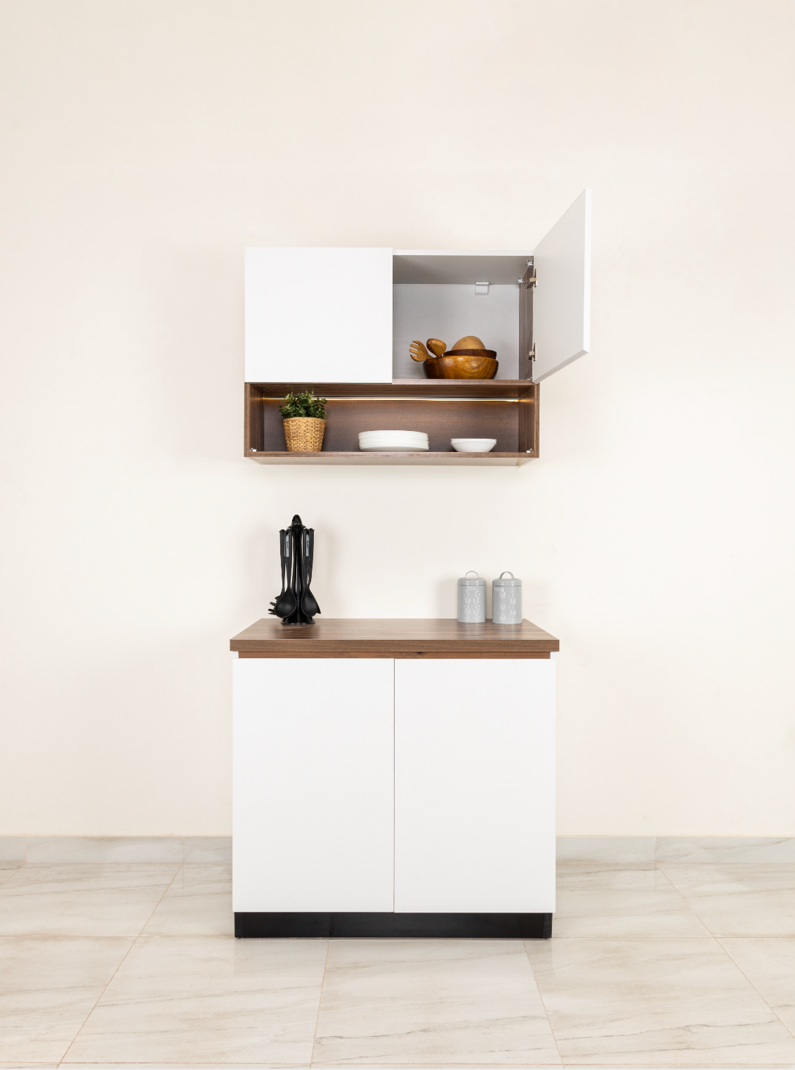 White Kitchen Unit (Upper + Lower Units)
