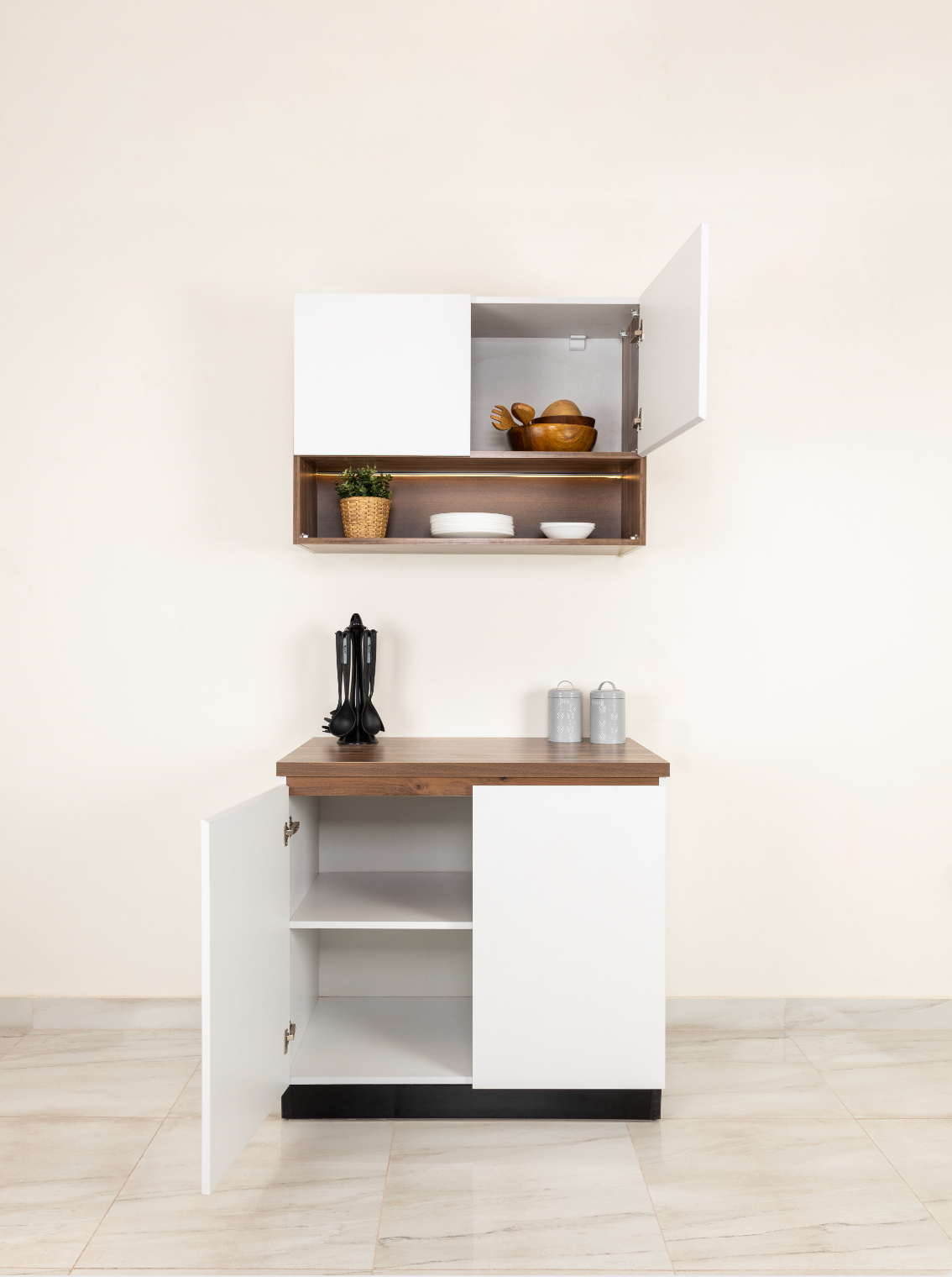 White Kitchen Unit (Upper + Lower Units)