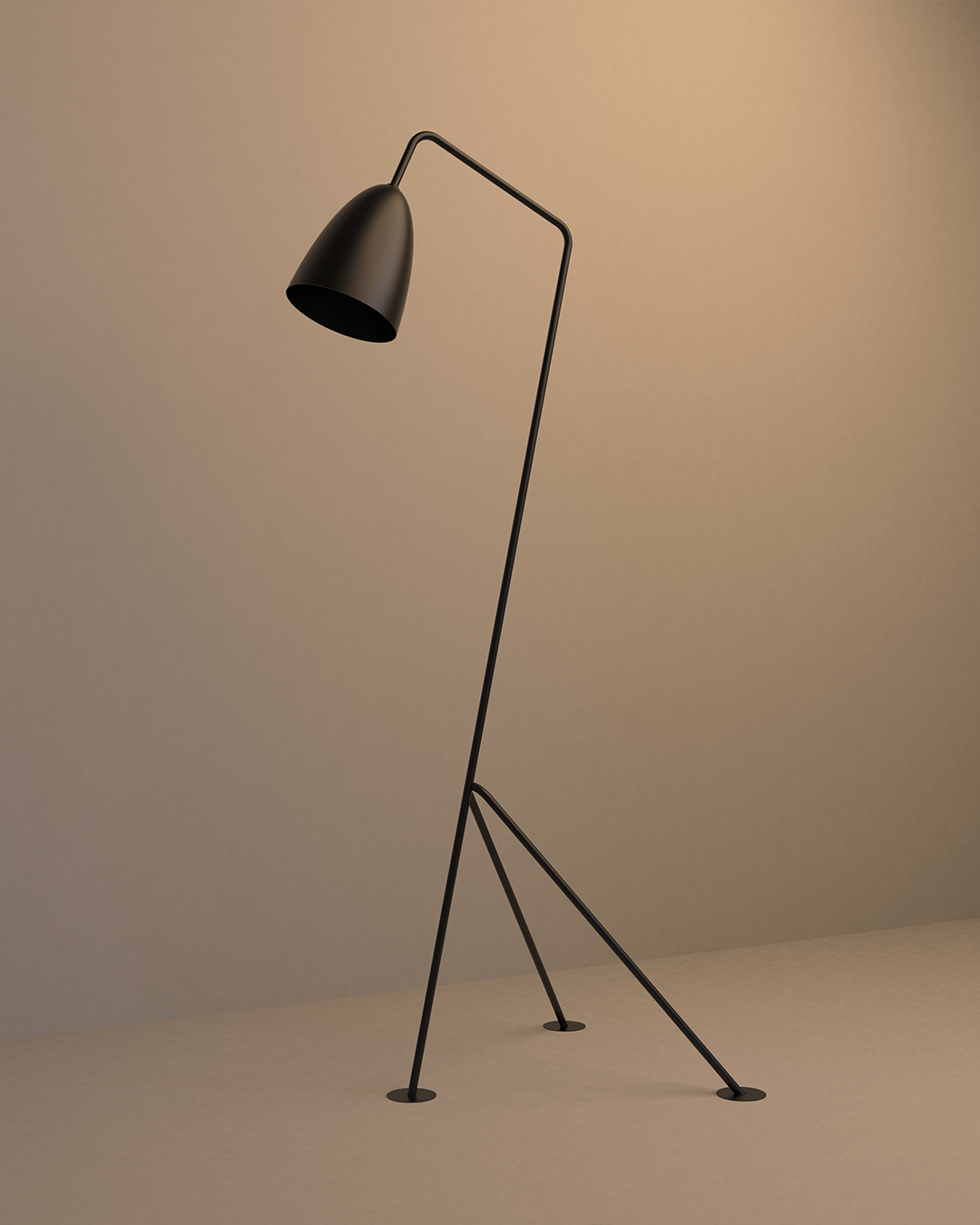 Miko floor lamp with sculptural minimalist form and warm ambient LED light مصباح أرضي ميكو بتصميم نحتي بسيط وضوء LED دافئ