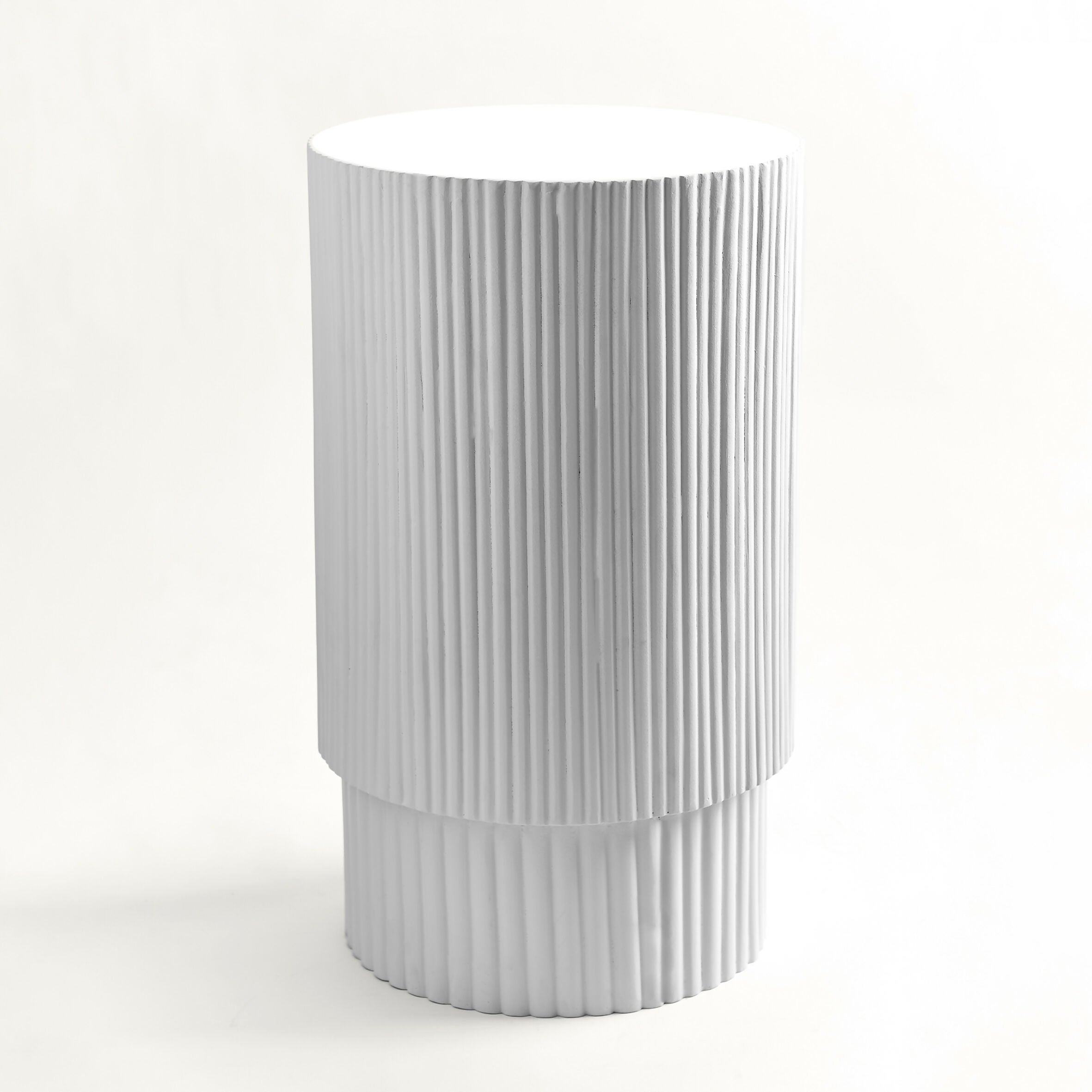 White "Stripes" - Wooden Side Table