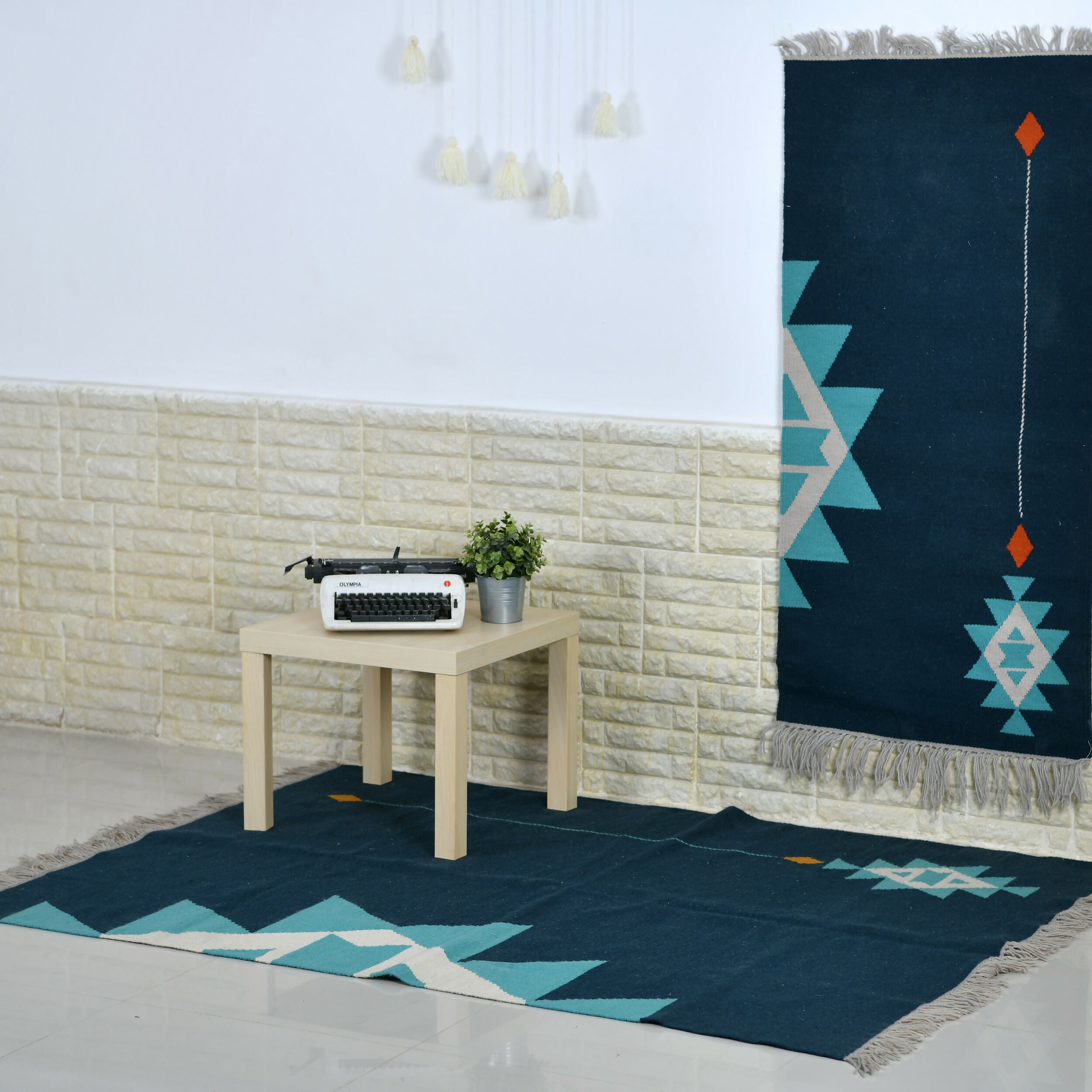 ShiningStarWoolKilimCarpetGreen3