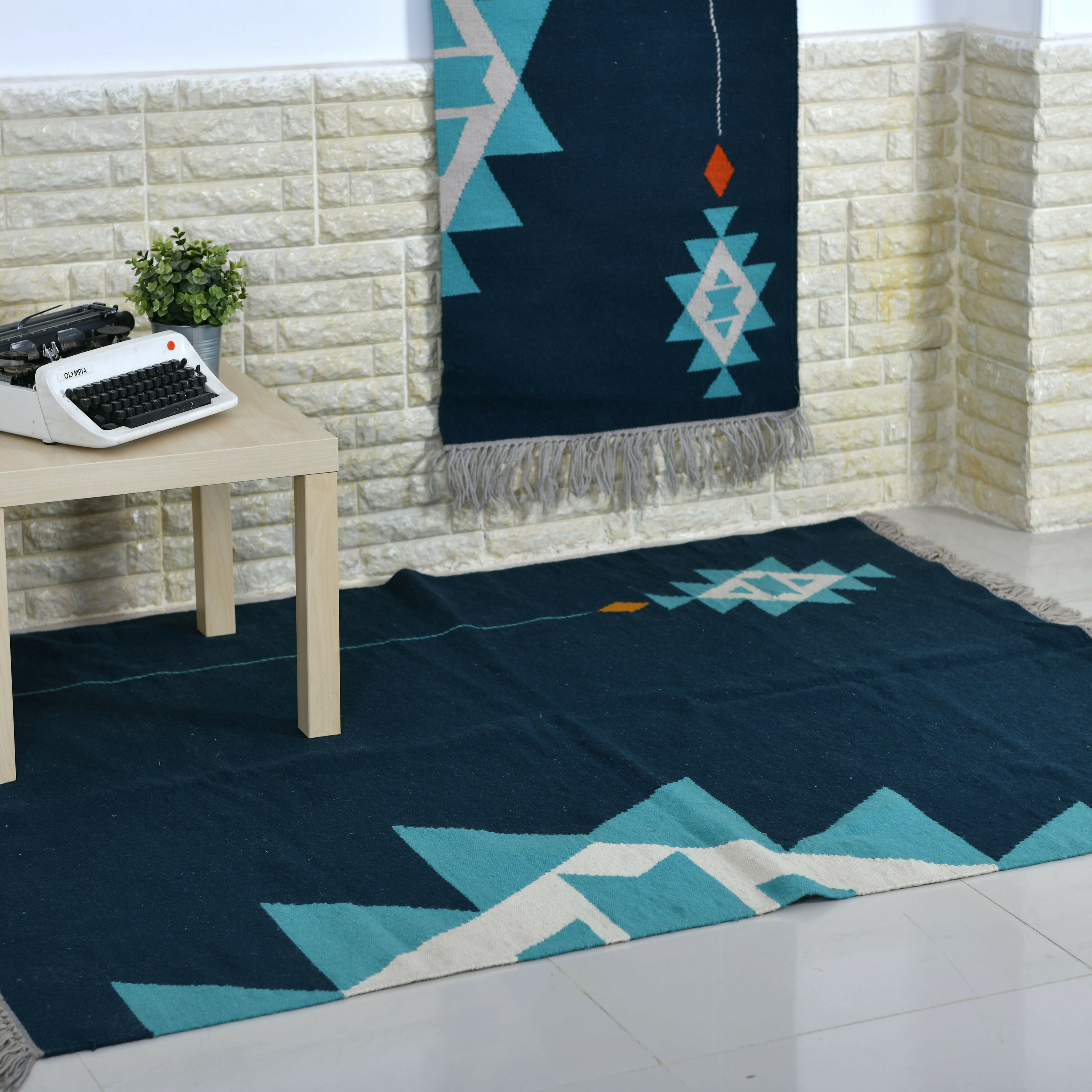 ShiningStarWoolKilimCarpetGreen5