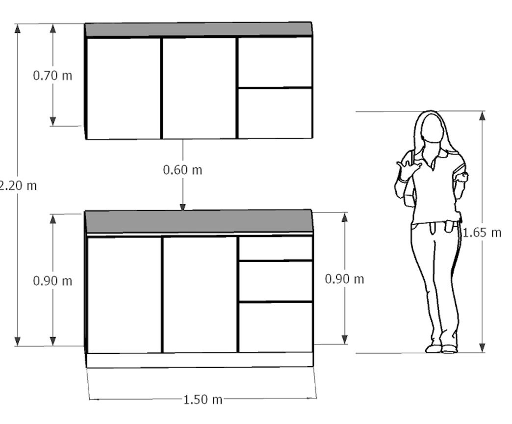 Blue Kitchen Units (Upper + Lower Unit)