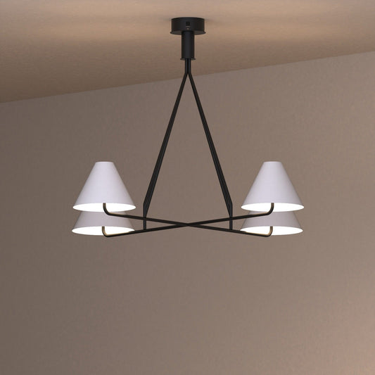 Voula chandelier with balanced orbit inspired conical shades for elegant ambient light ثريا ووولا بظلال مخروطية متوازنة مستوحاة من حركة المدار لإضاءة محيطية أنيقة