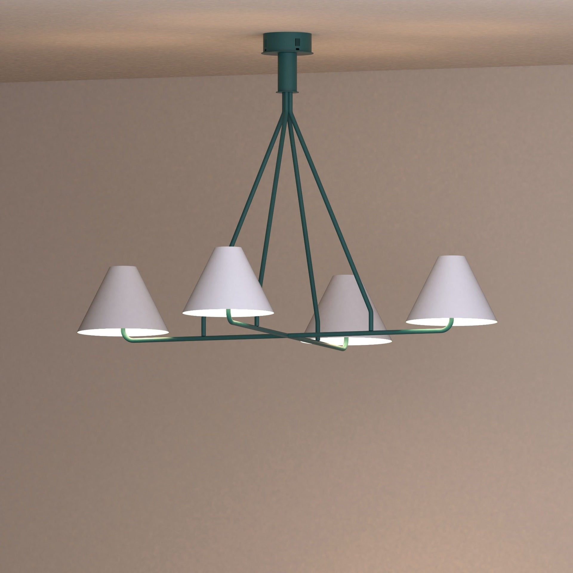 Voula chandelier with balanced orbit inspired conical shades for elegant ambient light ثريا ووولا بظلال مخروطية متوازنة مستوحاة من حركة المدار لإضاءة محيطية أنيقة