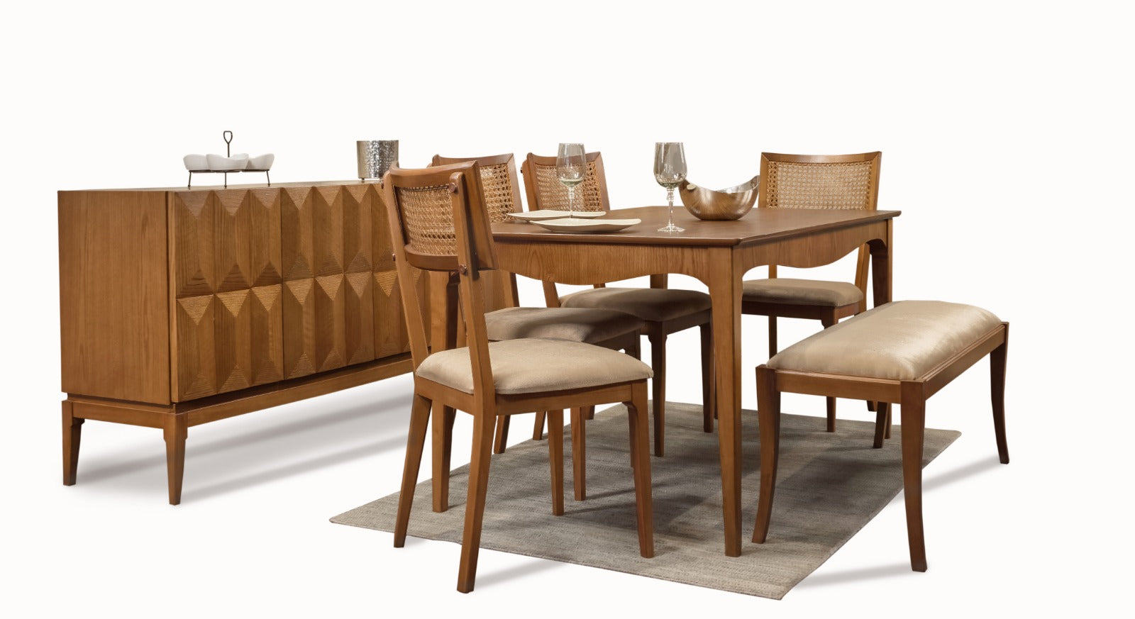 Larisa Dining set Table+ 4 chairs +  bench