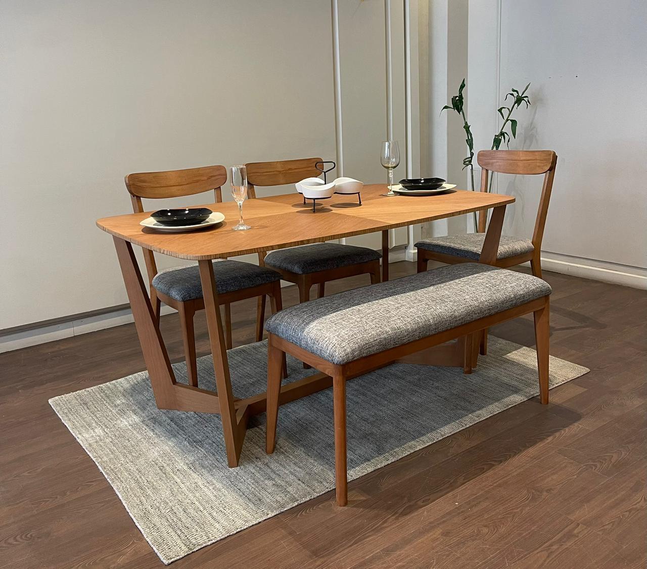 Kira Dining Set Table+ 4 chairs + bench