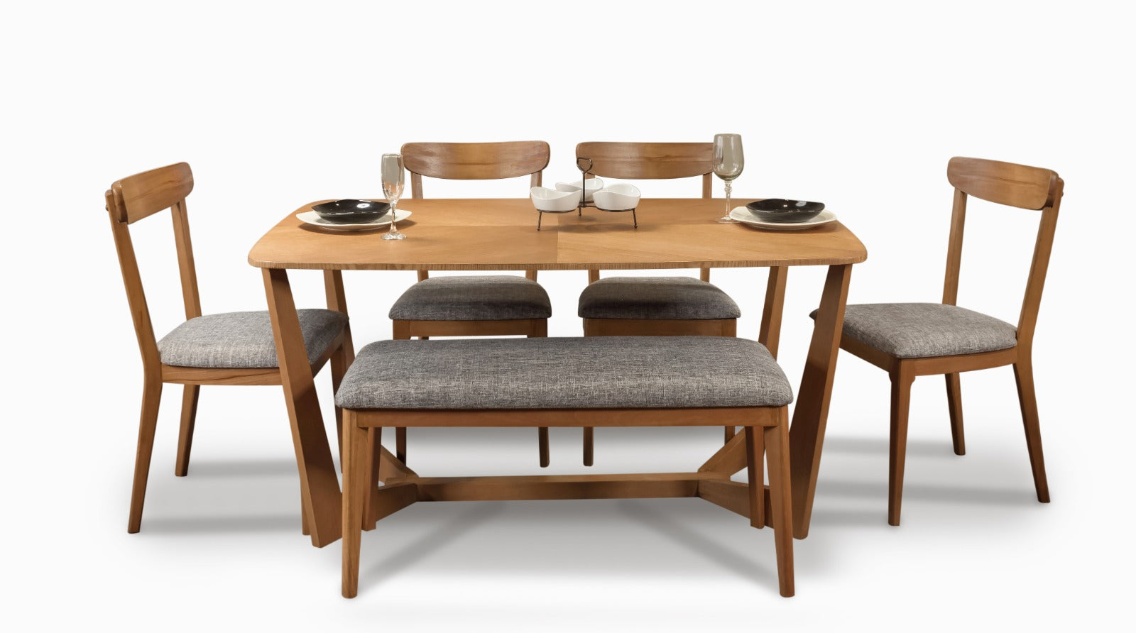 Kira Dining Set Table+ 4 chairs + bench