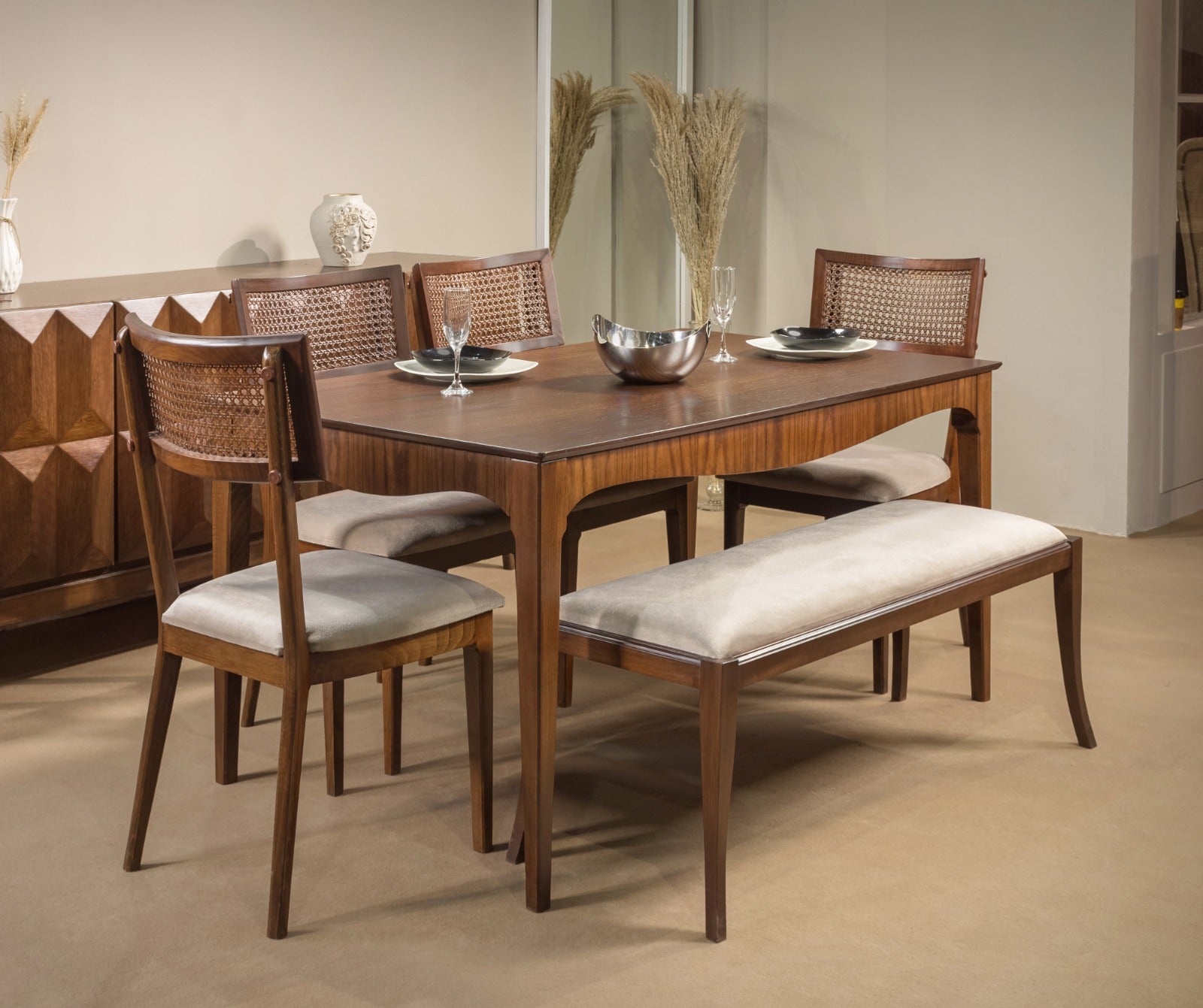 Larisa Dining set Table+ 4 chairs + bench