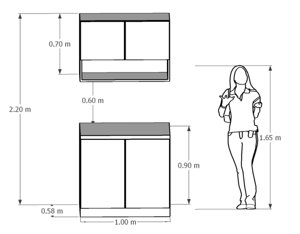 White Kitchen Unit (Upper + Lower Units)