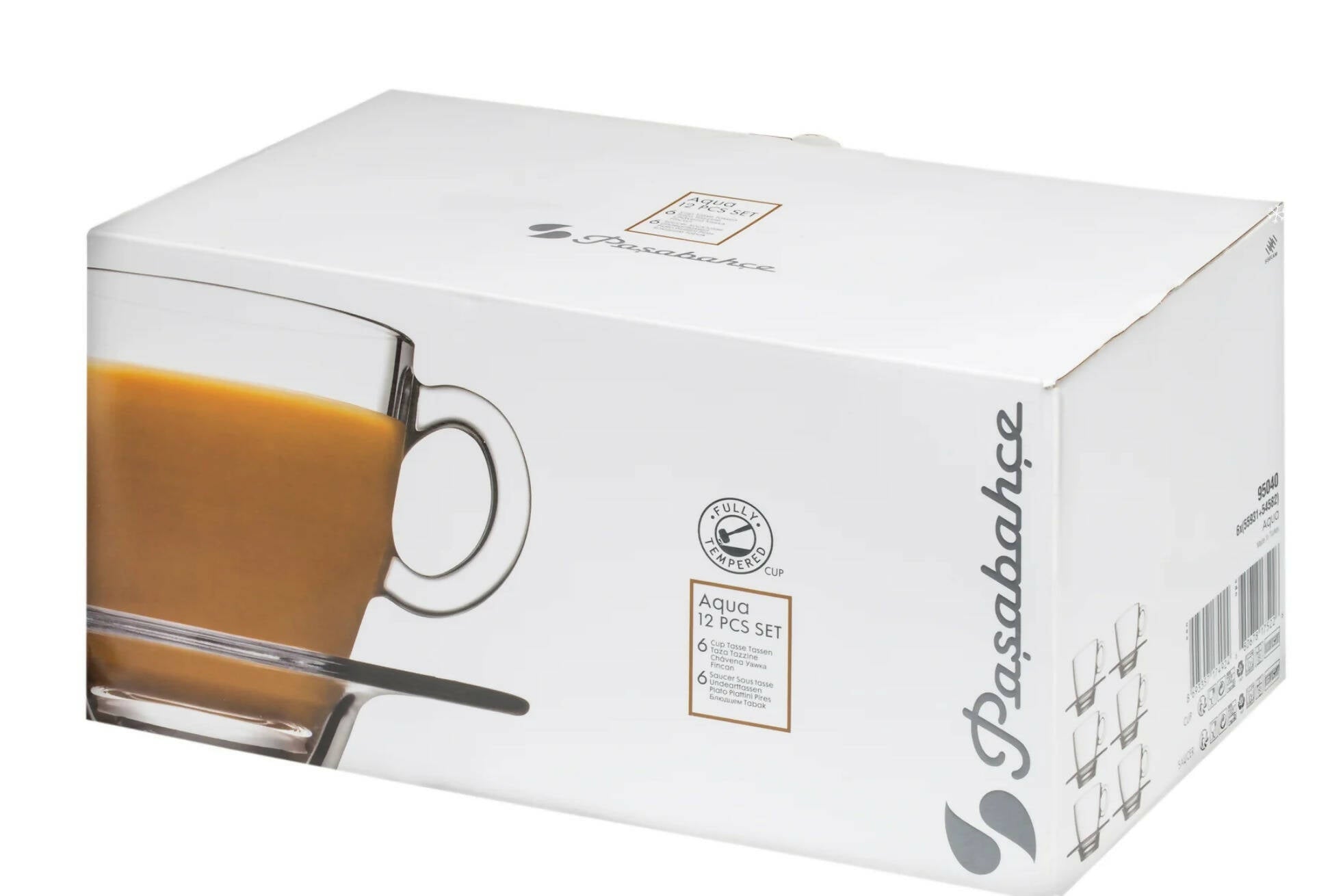 Pasabahce Aqua Tea Cup & Saucer Set - 6 pieces, 215ml
