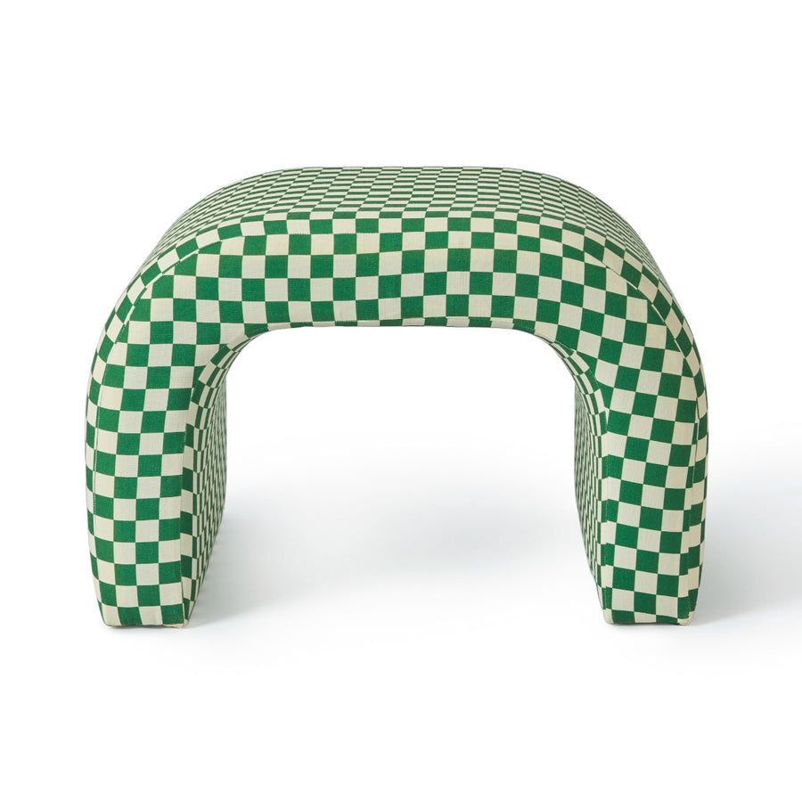 Rotary Stool - Green & Off White Checkered