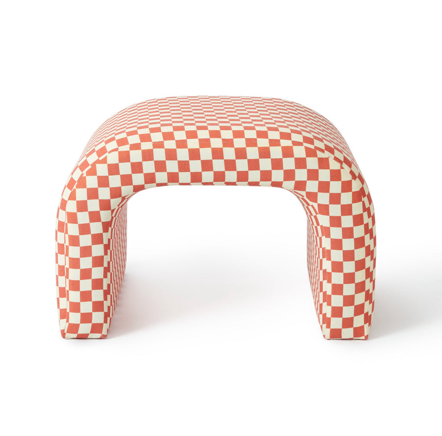 Rotary Stool - Red & Off White Checkered