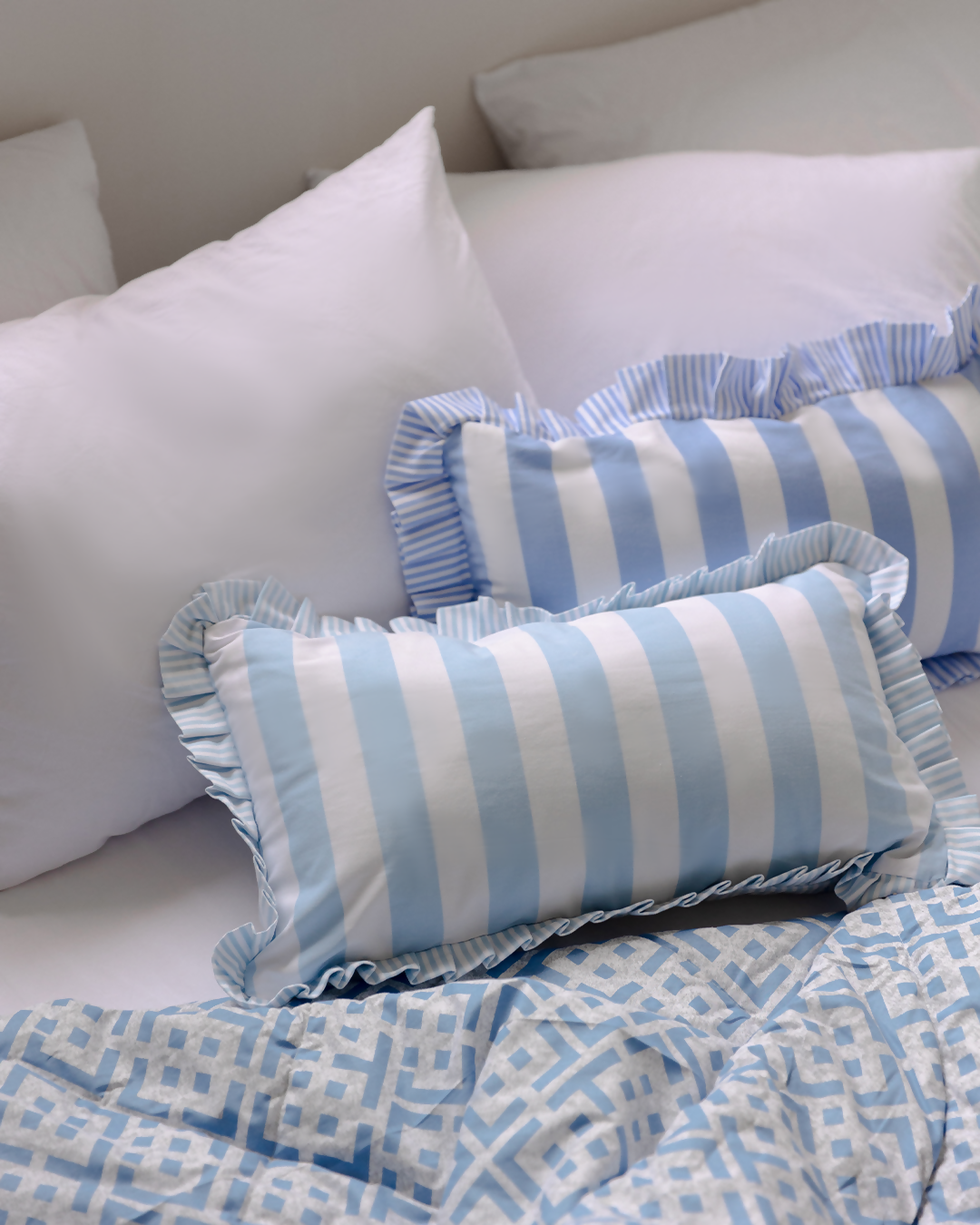 Baby Blue Striped Cushion