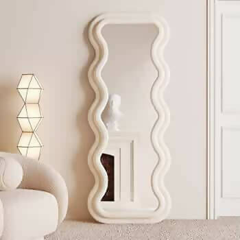 M97- Curvy Floor Mirror- White