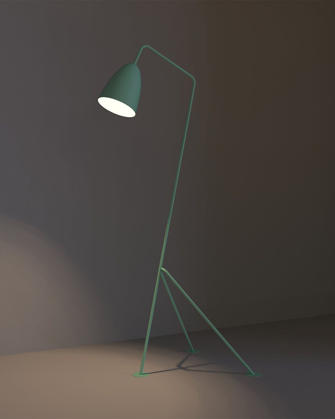Miko floor lamp with sculptural minimalist form and warm ambient LED light مصباح أرضي ميكو بتصميم نحتي بسيط وضوء LED دافئ