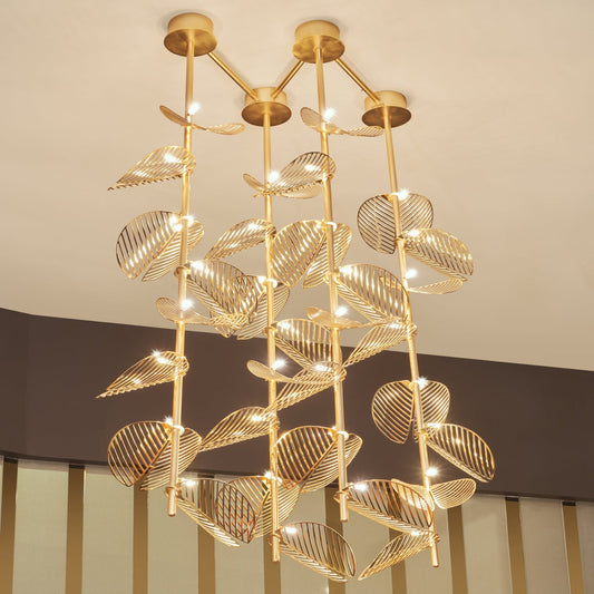 Serenity pendant chandelier with leaf inspired design casting soft light / إضاءة معلقة بتصميم أوراق مستوحى من الطبيعة تبعث إضاءة هادئة وأنيقة