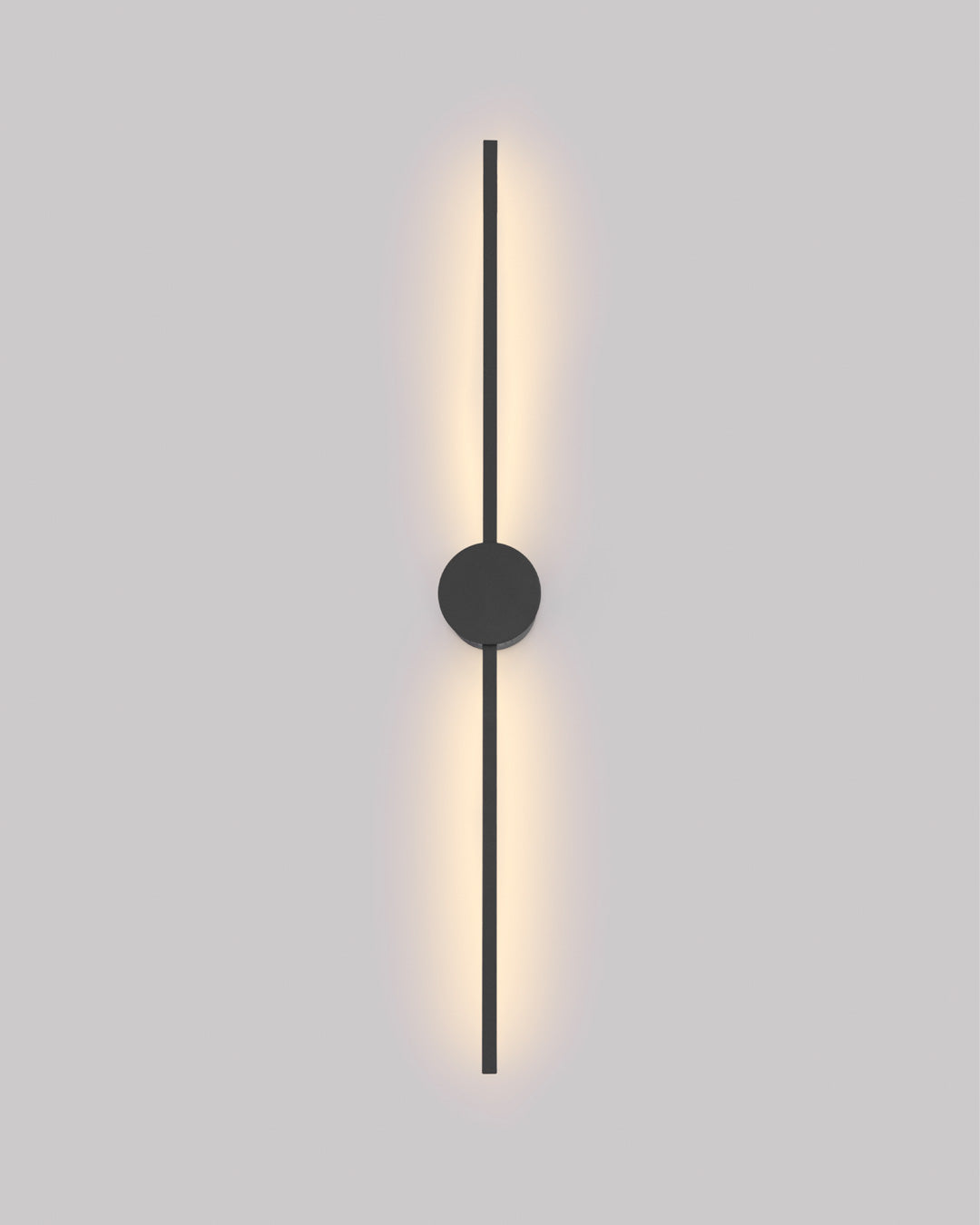 Double lines black circle wall lamp with vertical indirect lighting – مصباح حائط دائري أسود بخطين وإضاءة غير مباشرة بتصميم رأسي