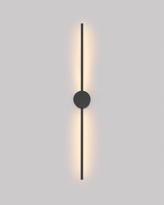 Double lines black circle wall lamp with vertical indirect lighting – مصباح حائط دائري أسود بخطين وإضاءة غير مباشرة بتصميم رأسي