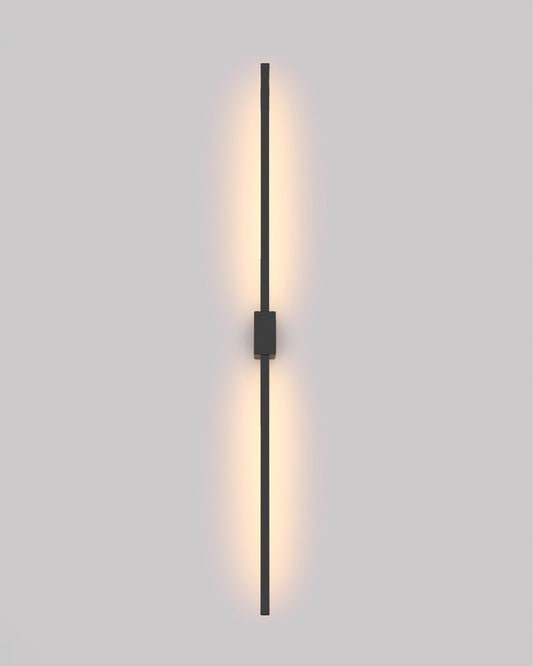 Black square wall lamp with double linear design casting soft indirect light / مصباح حائط أسود مربع بتصميم خطي مزدوج يبعث إضاءة غير مباشرة ناعمة