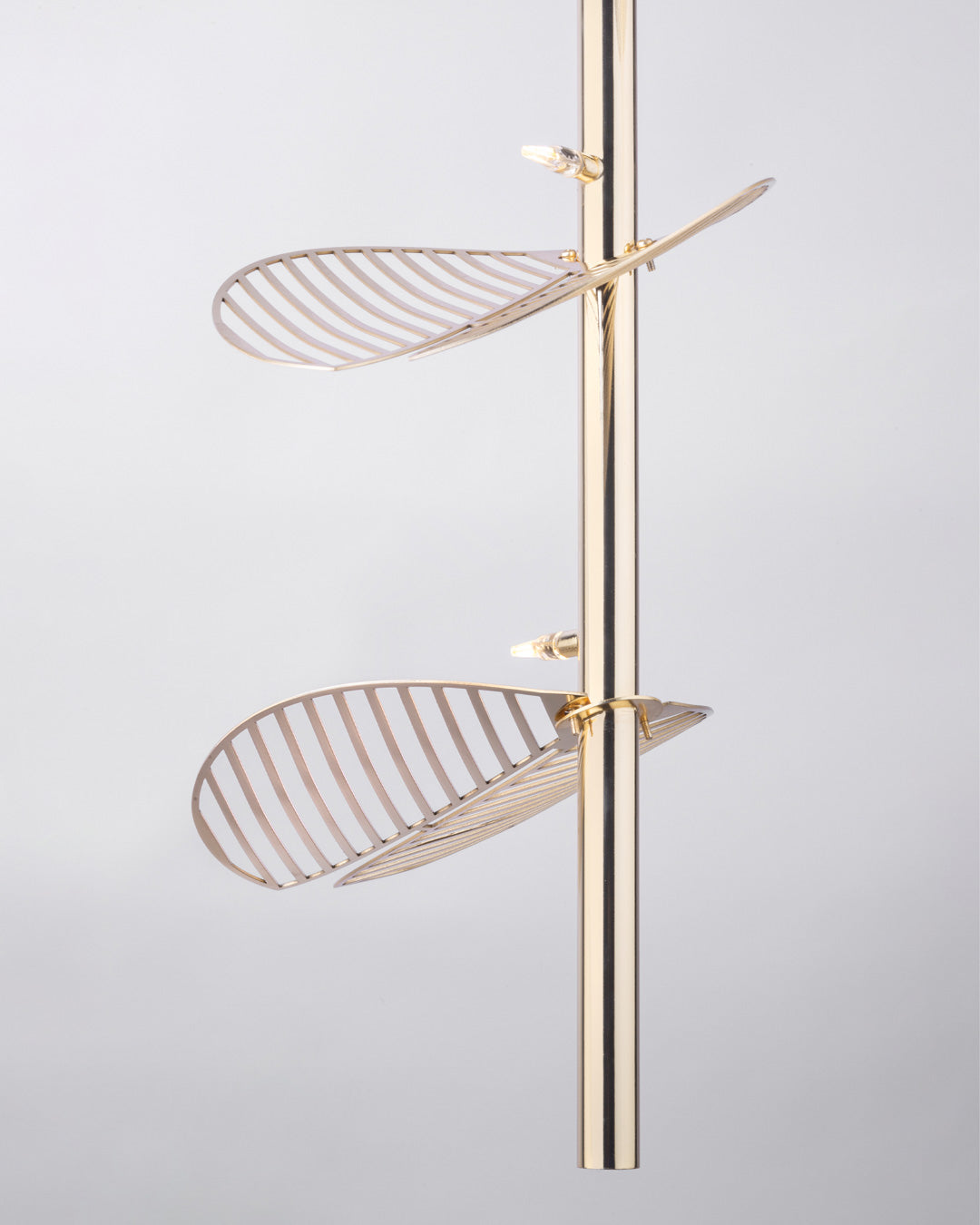 Serenity pendant light with single branch leaf inspired design emitting warm ambient light / إضاءة معلقة بتصميم مستوحى من غصن طبيعي وأوراق ناعمة توفّر إضاءة دافئة ومريحة