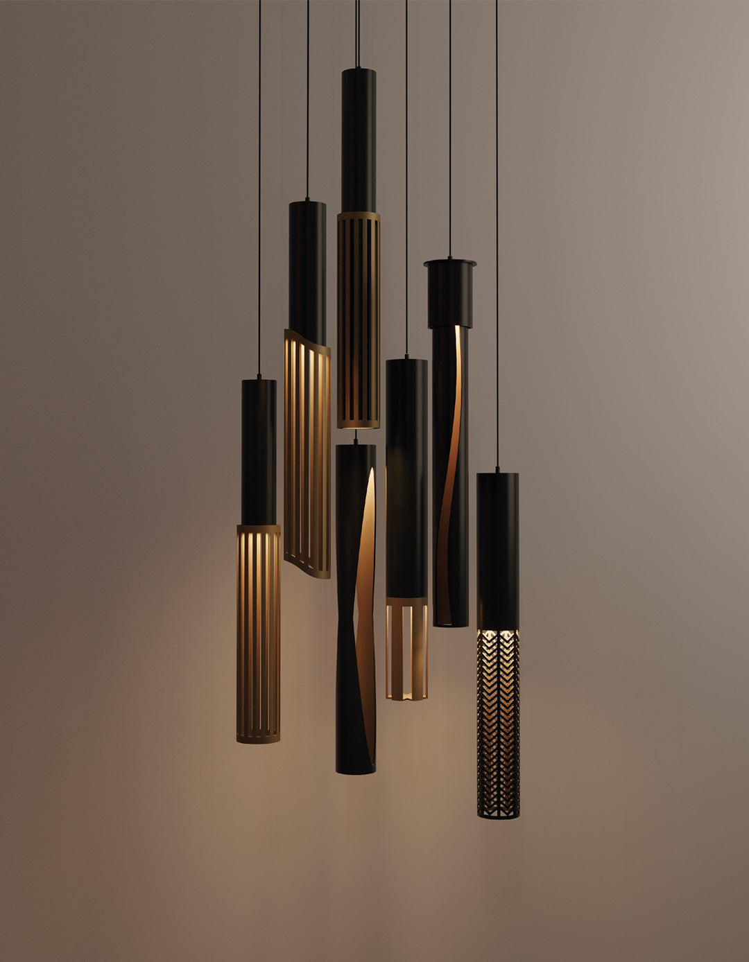 Dew set pendant light with elegant modern design and refined ambient illumination | وحدة إضاءة معلقة ديو بتصميم عصري أنيق وإضاءة ناعمة للمساحات الحديثة