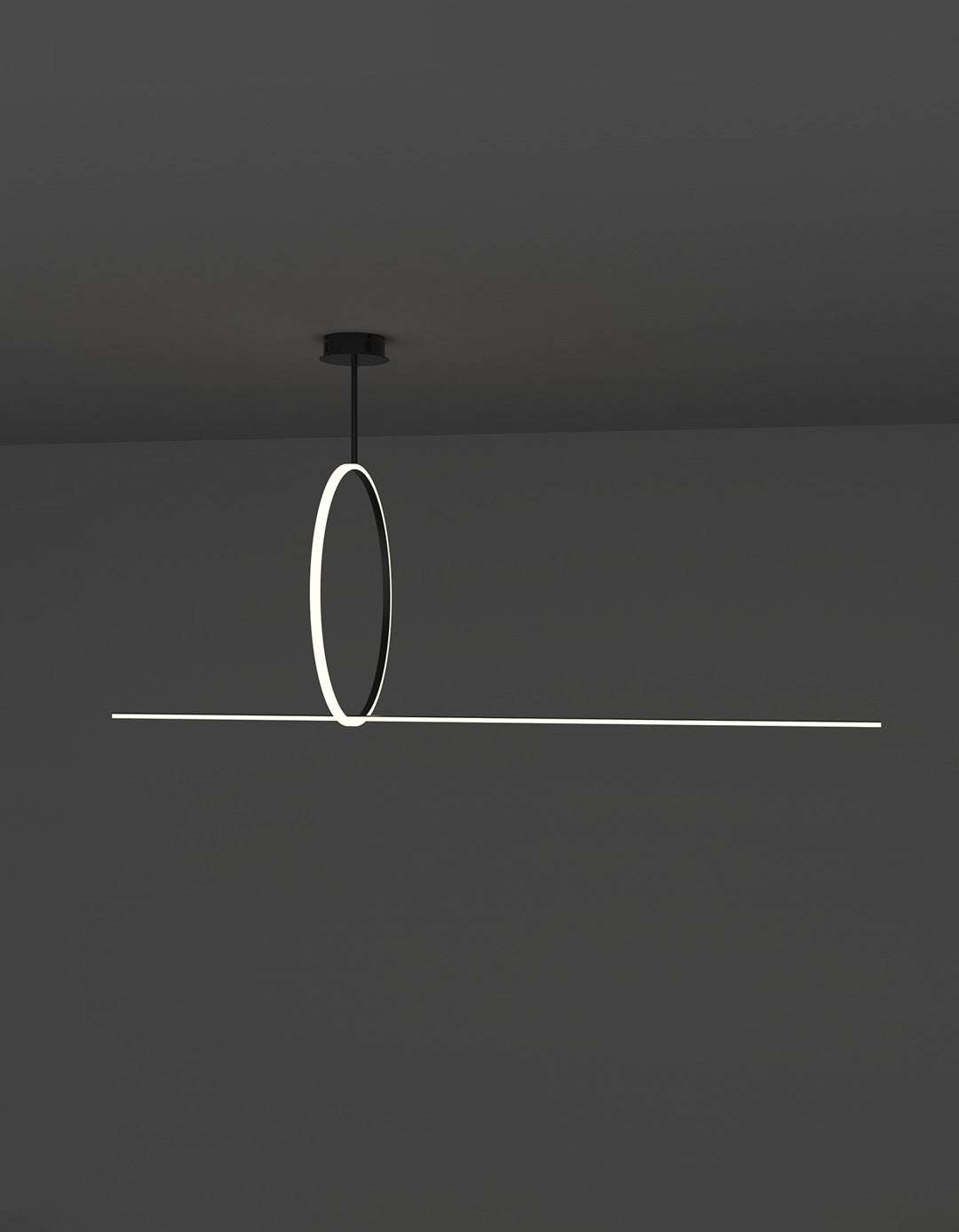 Ring Line pendant with linear geometric ring design creating soft ambient light – معلق رينج لاين بتصميم حلقي هندسي خطي يمنح إضاءة محيطية ناعمة