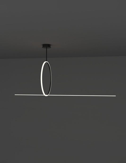 Ring Line pendant with linear geometric ring design creating soft ambient light – معلق رينج لاين بتصميم حلقي هندسي خطي يمنح إضاءة محيطية ناعمة
