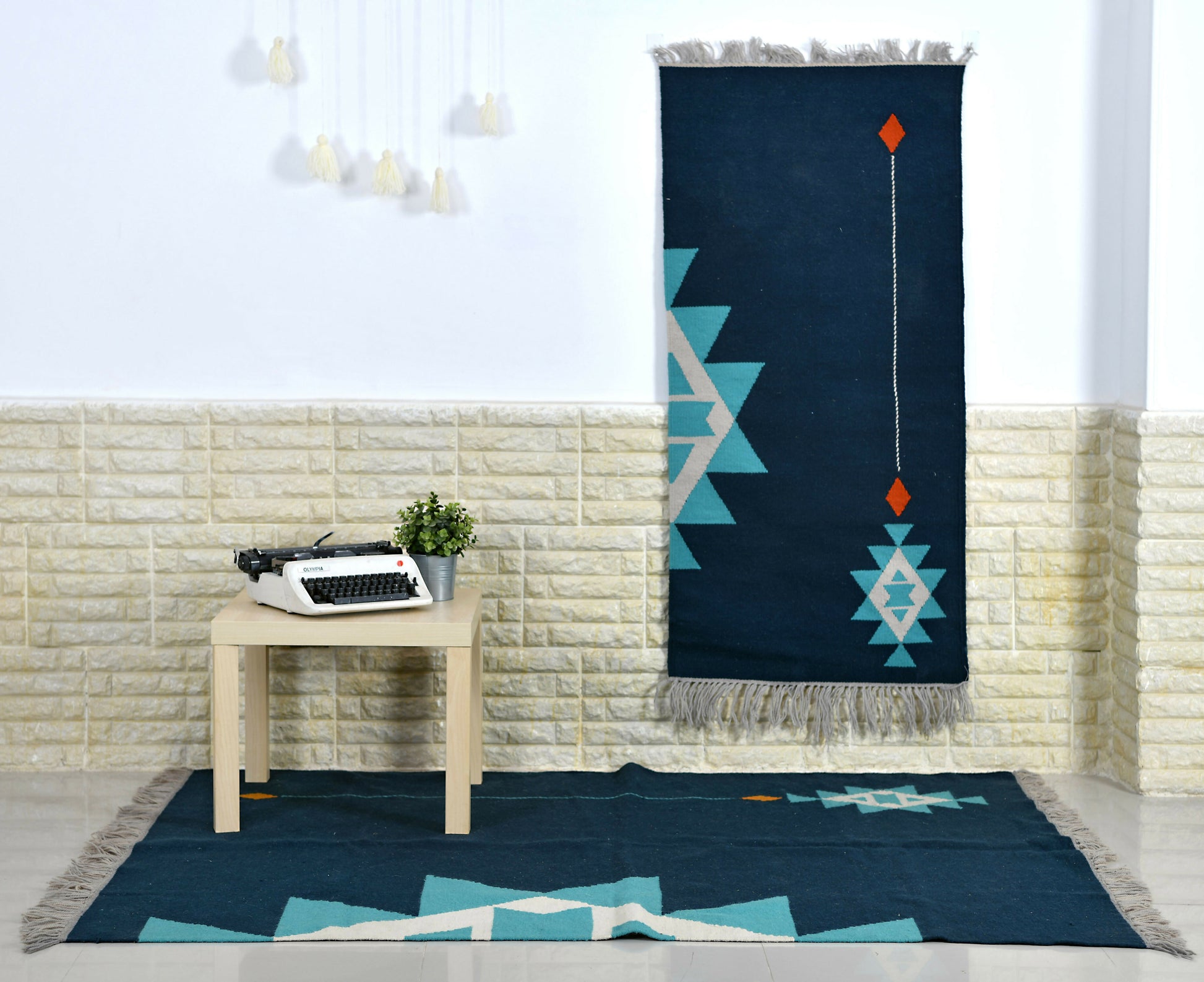 ShiningStarWoolKilimCarpetGreen2