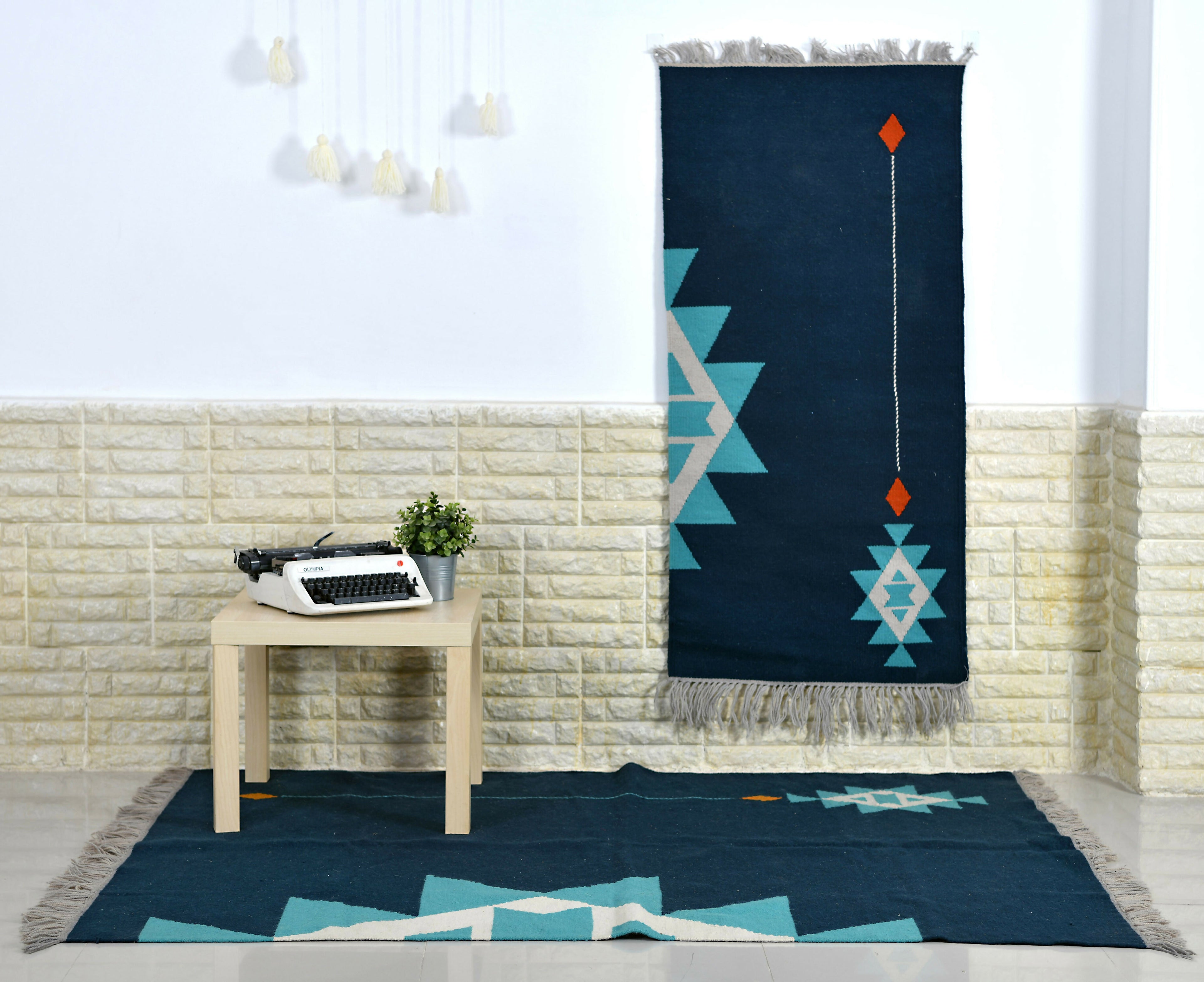 ShiningStarWoolKilimCarpetGreen2