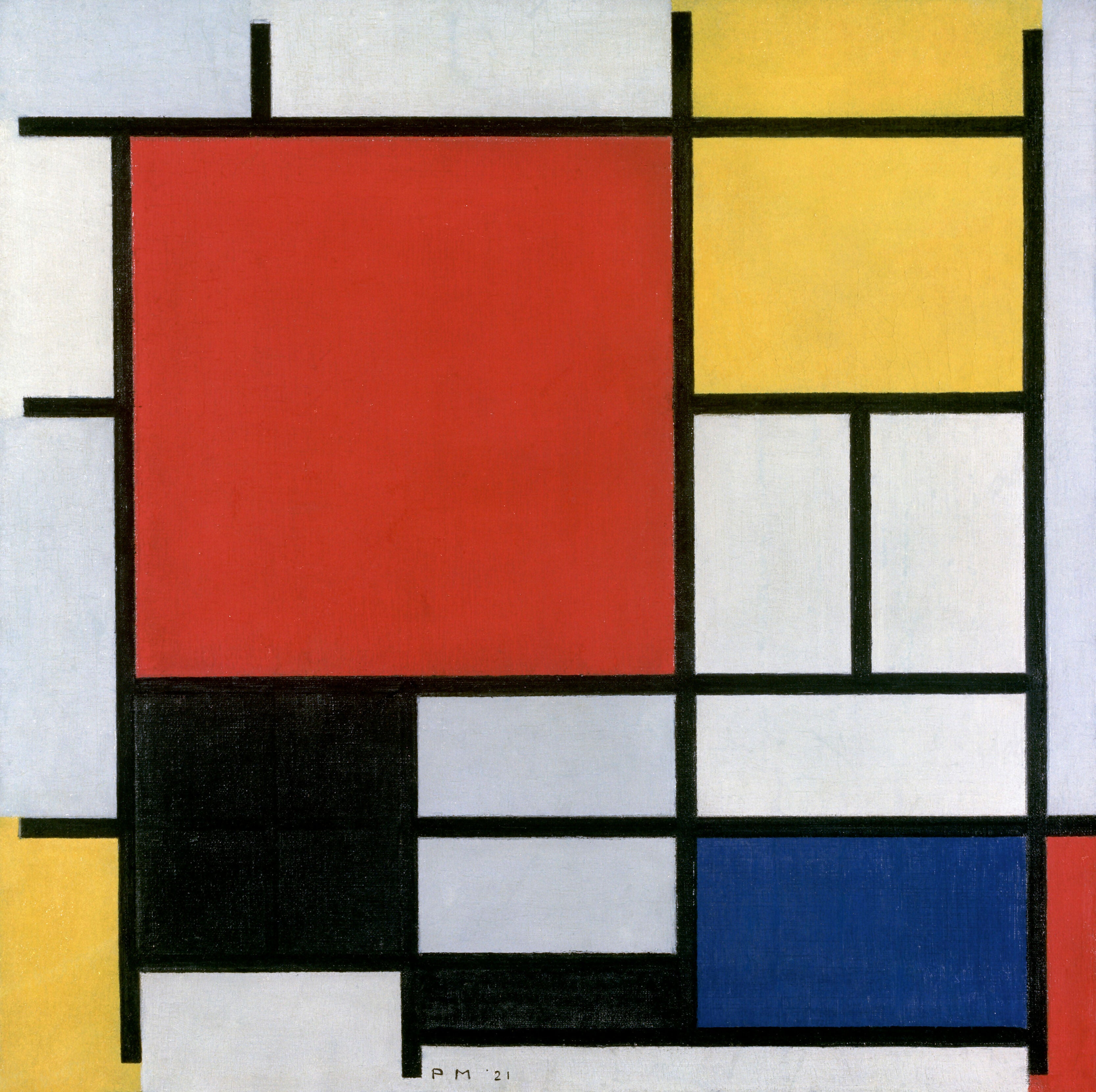 Piet Mondrian's Composition with Red, Yellow, Blue, and Black (1921)