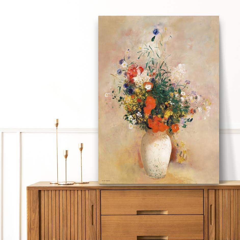 Vase of Flowers (Pink Background) (1906) by Odilon Redon