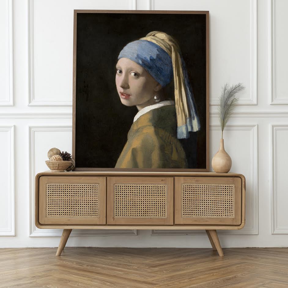 Johannes Vermeer’s Girl with a Pearl Earring (ca. 1665) famous painting. Original from the Mauritshuis