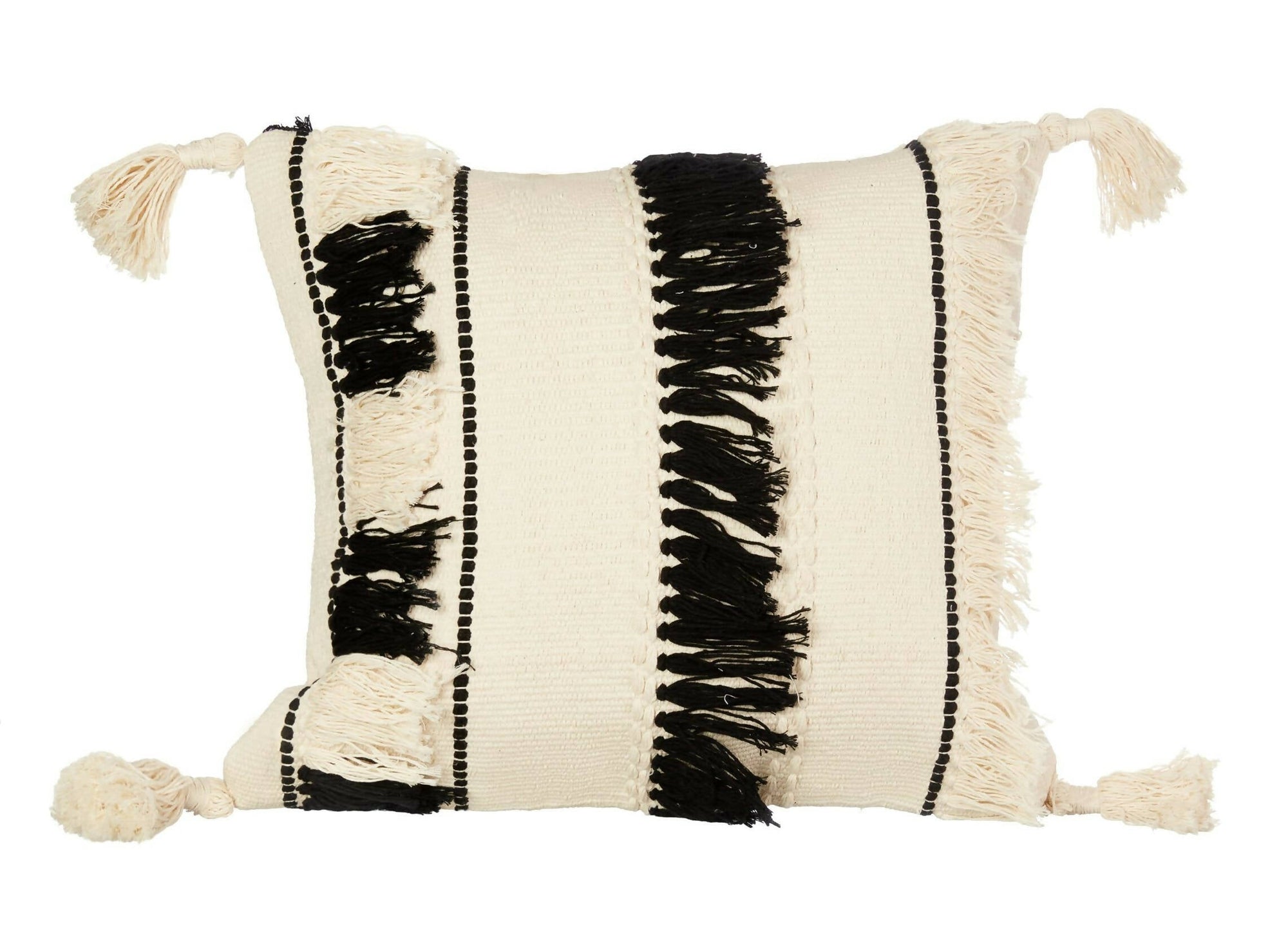 Black & White Fringes Cushion