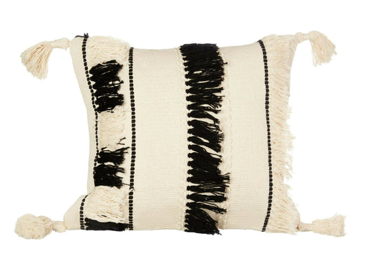 Black & White Fringes Cushion