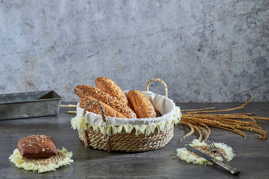 Round Basket with Fringes