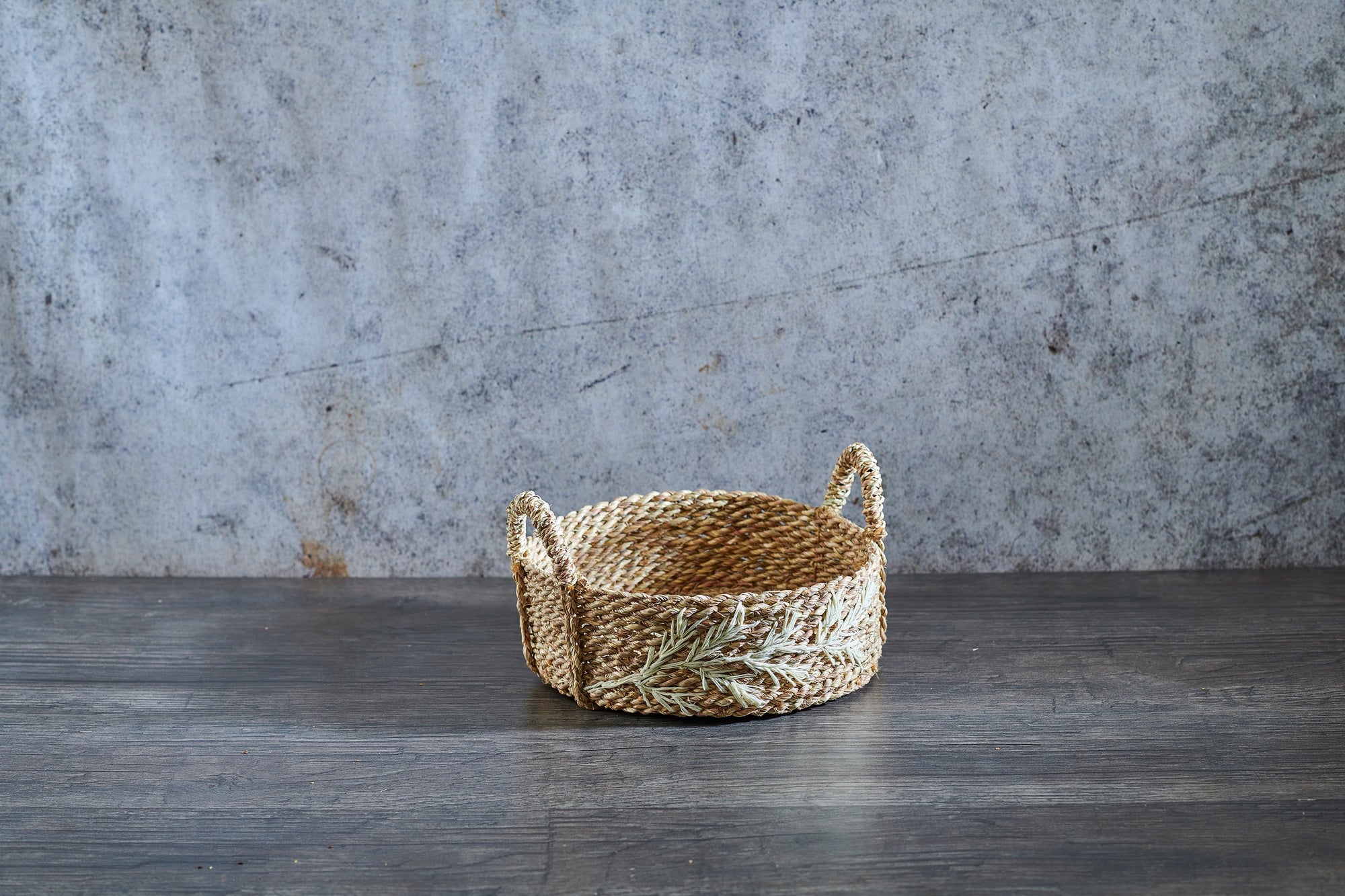 Embroidered Round Basket