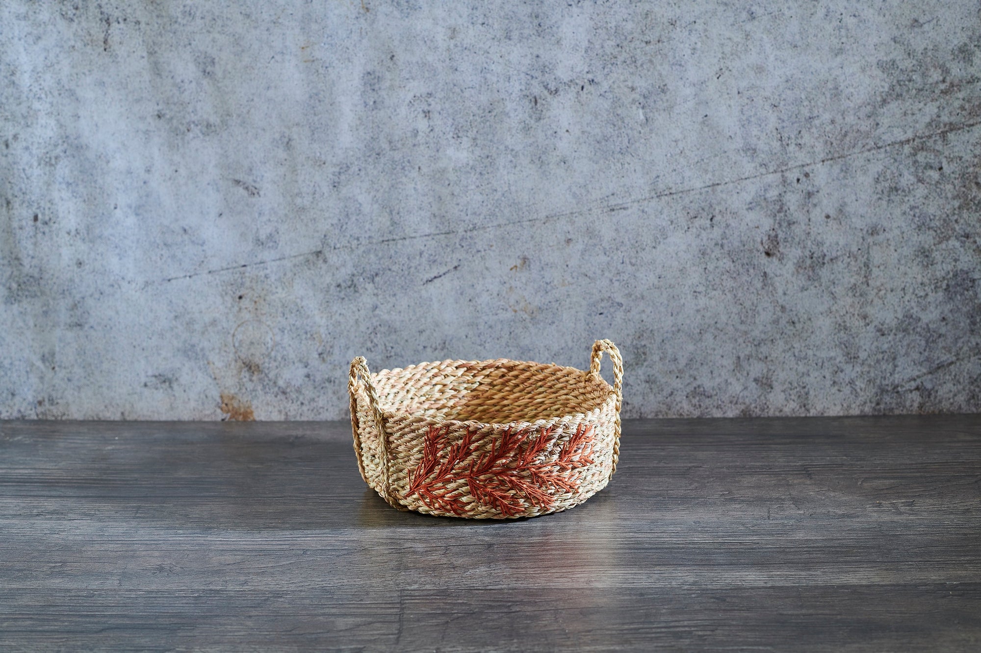 Embroidered Round Basket