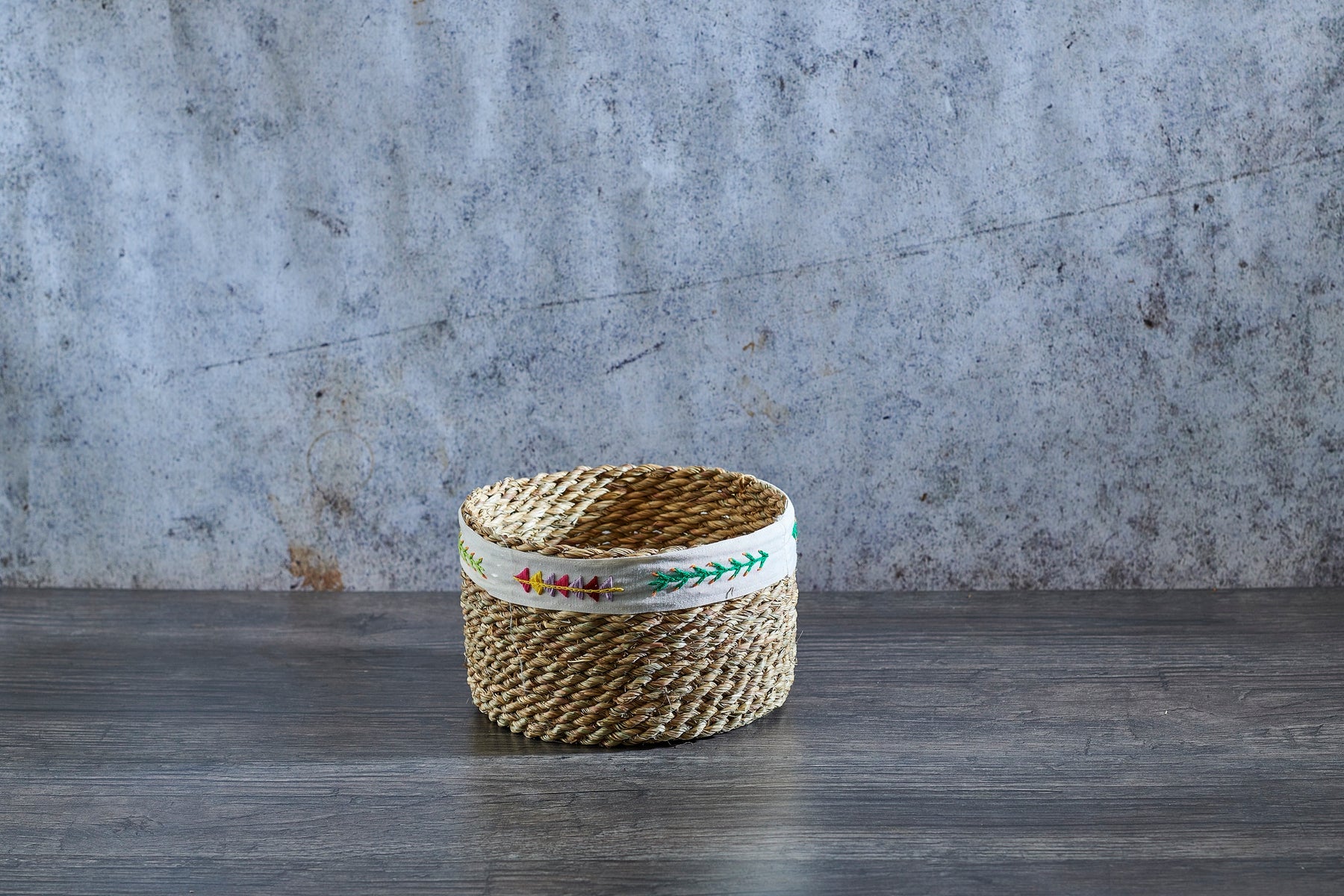 Embroidered Lines Storage Basket