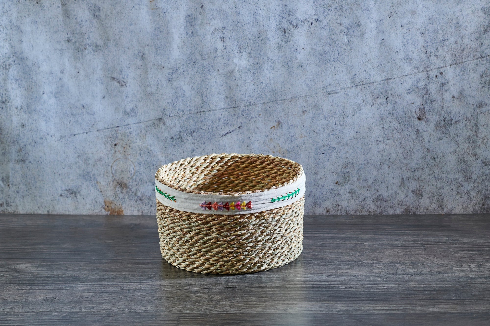 Embroidered Lines Storage Basket
