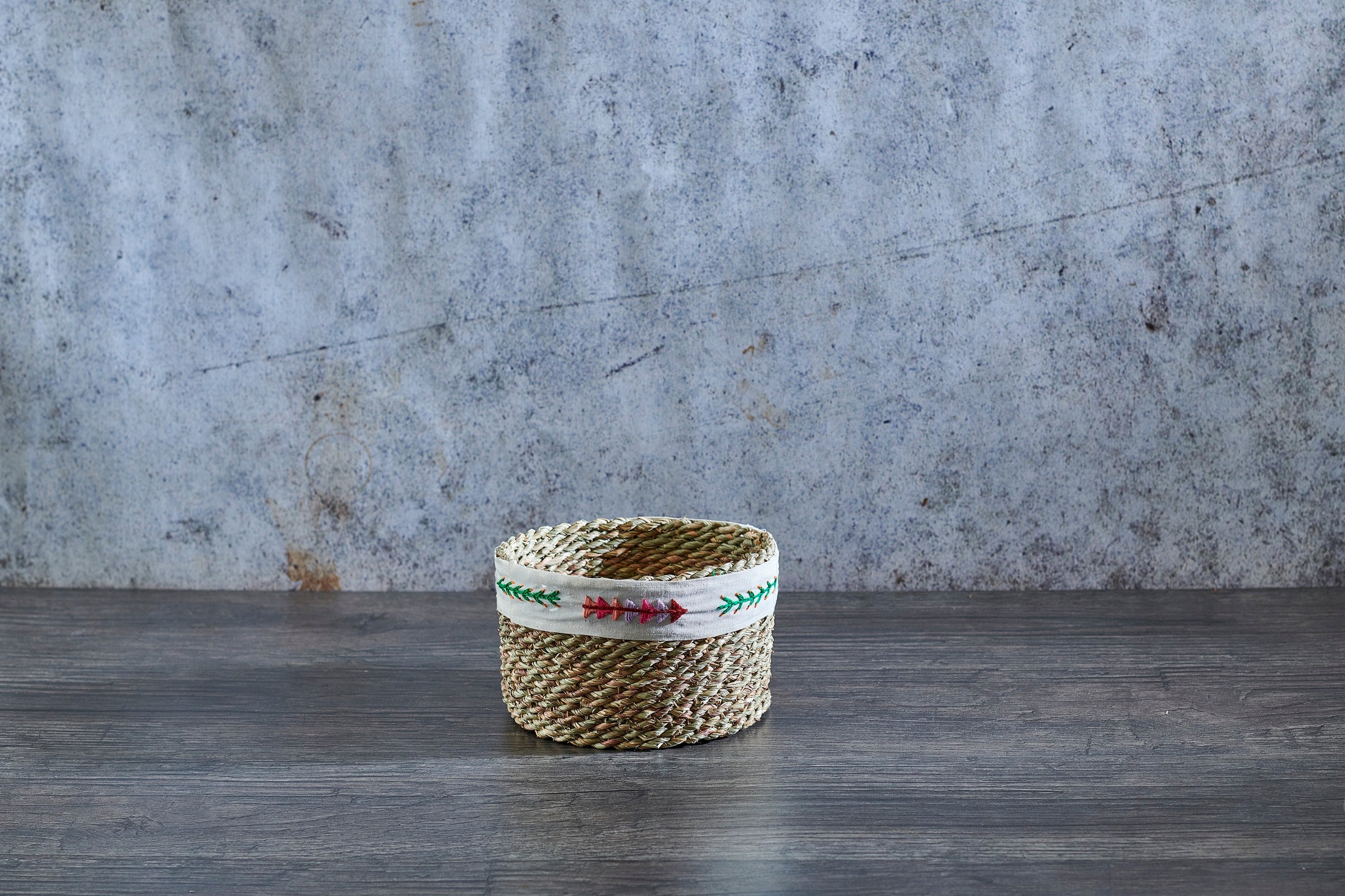 Embroidered Lines Storage Basket